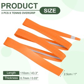 PATIKIL Tennis Racket Grip Tape, 3 Pack PU Racquet Overgrip with Damping Ridges Anti-Slip Absorbent Perforated Handle Grip for Badminton Pickleball Fishing Rod, Orange