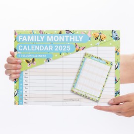 evelay Family Calendar 2025 Month to View 5 Columns A3 When Open Hanging Wall Planner Organiser (Butterfly)