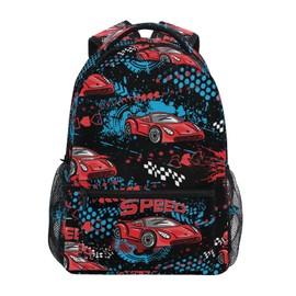 ALAZA Red Race Car Boys School Backpack for Kids Teens Bookbag Travel Daypack Bag 16 inch
