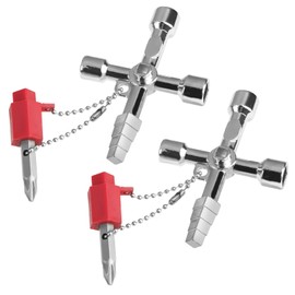 Multi-Functional Universal Cross Key Utility Key, Loft Hatch Key Square Key Panel Key for Faucet, Gas Meter, Spigots, Valve, Electrical Cabinet Opening, Silver