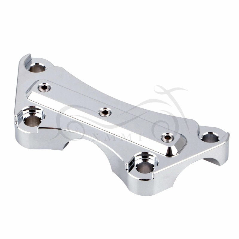 Unbranded Chrome Aluminum Cut Handlebar Riser Top Clamp For Harley