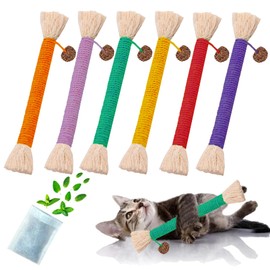 GREMBEB Cat Toys 6Pcs Catnip Toys for Indoor Kitten Cat Chew Silvervine for Molar Scratch Interactive Cat Cotton Rope for Cleaning Teeth Cat Dental Stick Cat Treat Kitty Self Play Cat Kick(5.9”)