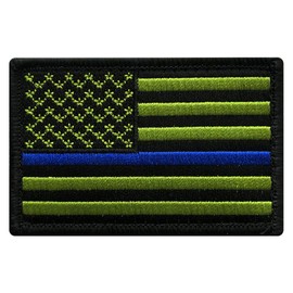Police Law Enforcement Thin Blue Line USA Flag Patch (3.0 X 2.0) grn