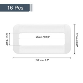sourcing map 16Pcs Plastic Rectangle Ring, 1 1/2" Slide Rectangle Buckle, Webbing Belt Buckle Slide Loop for Backpack Purse Webbing Strap, Transparent