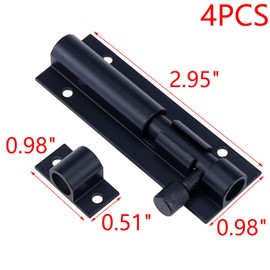 MY MIRONEY Black Barrel Bolt Lock Aluminum Alloy Slide Bolt Latch 3 Inch Door Latch Lock Security Sliding Lock with Screws Pack of 4