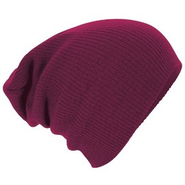 Beechfield Slouch Beanie - Knitted Beanie Red - Maroon