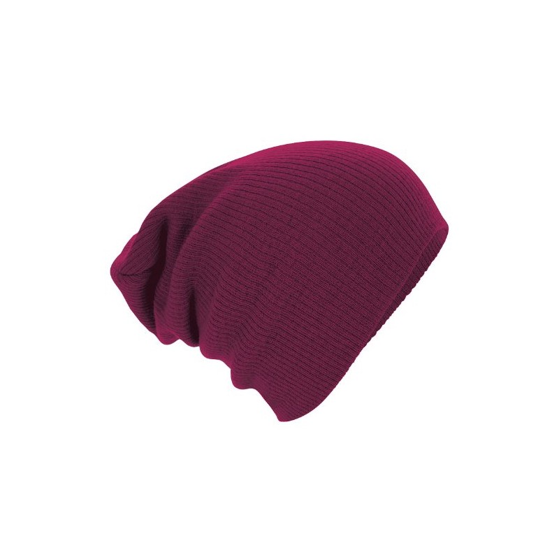 Beechfield Slouch Beanie - Knitted Beanie Red - Maroon