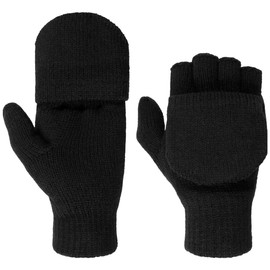 Lipodo Thinsulate Fingerless Gloves Women/Men - Unisex - Fingerless Knitted Gloves - Autumn/Winter - Washable - Mittens Plain - Winter Gloves, black