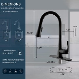 GEOATON Touchless kitchen faucet,Dual motion sensor kitchen sink faucets with pull down sprayer,Healthy material,Easy DIY Install (Matte black)