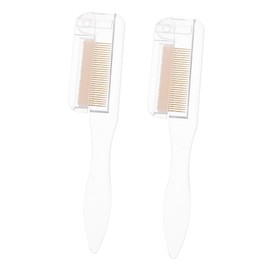 FRCOLOR 2Pcs Foldable Stainless Steel Eyebrow and Eyelash Combs for Women Portable Makeup Brush Tools Metal Teeth for Travel and Daily Use