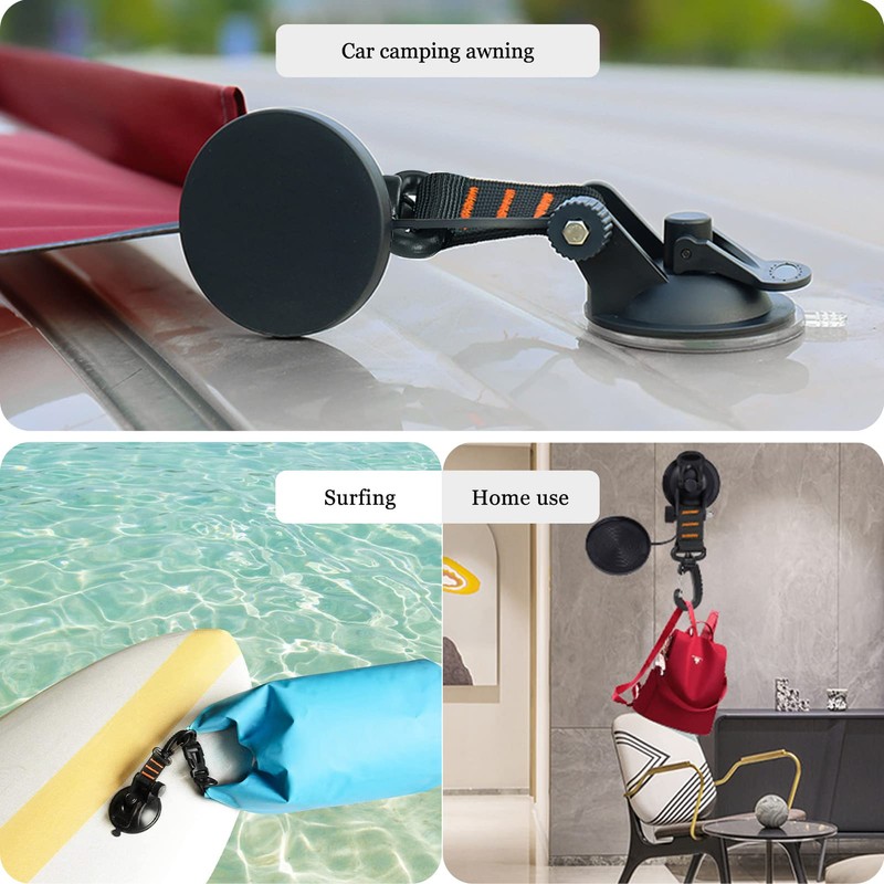 CONBOLA Suction Cups Hooks 4 Pieces Outdoor Car Camping Essentials