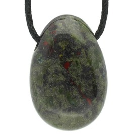 Lebensquelle Plus Dragon Blood Jasper Drop Pendant | Drilled Tumbled Stone Drop Pendant with Cotton Cord | High-Quality Gemstone Pendant, Stone, dragon blood jasper