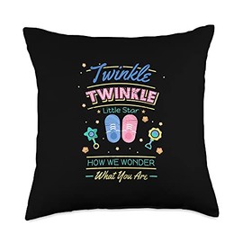Pregnant Announcement Gender Reveal Parenting Preg Twinkle Little Star How We Wonder What You are Baby Throw Pillow, 18x18, Multicolor