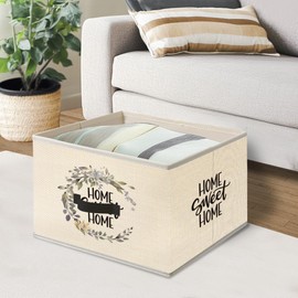 Mancheng-zi Home Sweet Home Collapsible Storage Bins, Best Housewarming Gifts, New House Homeowner Gifts Toys Books Clothes Storage Organizer Baskets for Living Room Bedroom, Set of 2