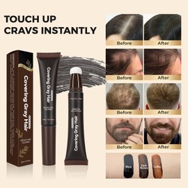 Root Touch Up Hair Color Pen for Men & Women - Dark Brown Beard Dye, Mustache Color & Hair Concealer - Instant Gray Coverage (0.67 fl oz)