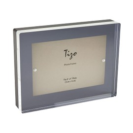 TIZO Design 4x6 Thick Lucite Block Picture Frame, Boutique Quality Photo Frame (Smoke)