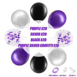 Purple Balloons, 70pcs purple black Balloons for Birthday Graduation Wedding and Anniversaries Party Decorations……