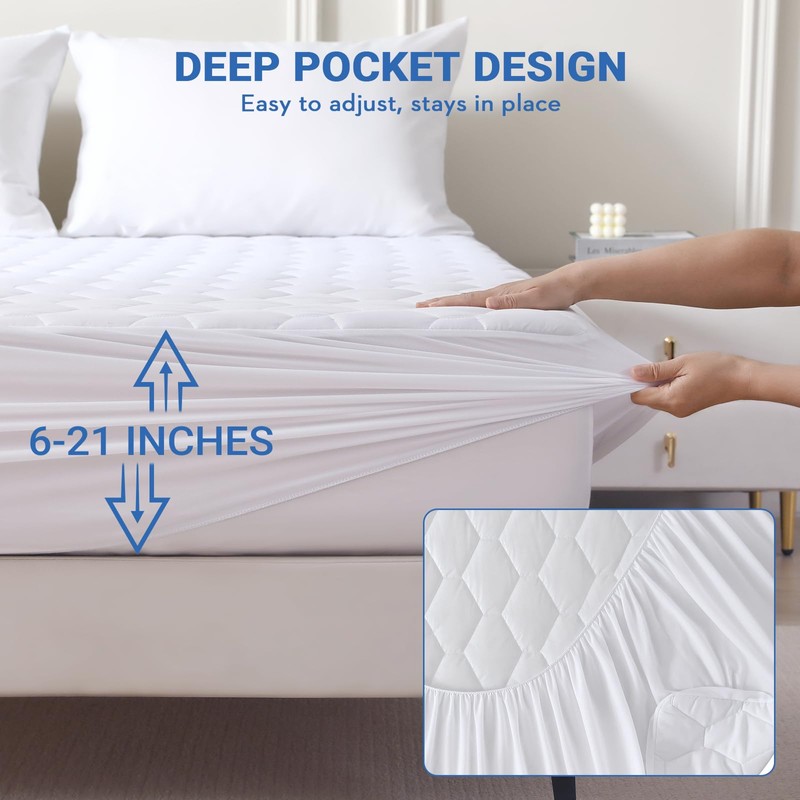 2 Pack King Mattress Protector, Waterproof Mattress Cover King Size