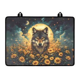 Txsniver Stove Top Covers for Electric Stove Anti-Scratch Flat Induction Cooktop Cover Mat Ceramic Glass Stove Top Protector with Rubber Backing, 29 x 21 Inch, Wolf Moon Planet Sunflower