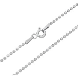 Ball Chain 925 Sterling Silver Rhodium-Plated 8x Faceted 1.5 mm Wide Choice of Length 45 50 55 60 cm Silver Chain Necklace Tarnish-Resistant, Sterling Silver, No Gemstone
