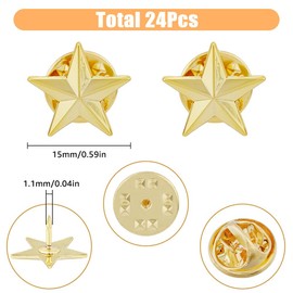 SUPERFINDINGS 24Pcs Alloy Star Brooch Pins with Clutch Back Light Gold Pentagram Pins Brooches Set Tiny 15mm Creative Geometric Badge Tie Tack for Backpack Clothes Jackets Decoration
