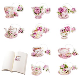 Tea Party Favor Bookmark, Tea Party Favors for Women Garden Chinese Afternoon Tea Cup Themed Party Favors Gifts Bulk for Kids Girls Teens, 10Pcs