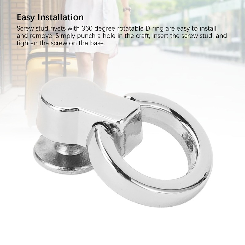 20Pcs D Ring Rivets 13x7mm 360 Degree Rotation Screw Stud