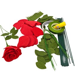 Mybbshower Red Roses Bouquet Crepe Paper Flower DIY Making Kit Perfect for Wedding Bridal Baby Shower Centerpiece Table Home Decor, and Gift Giving Set of 18