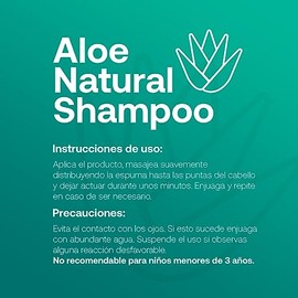 Shampoo Natural de 800 ml. Sin Sulfatos Ni Parabenos con Aloe Vera. Aloe Natural Shampoo B Life.