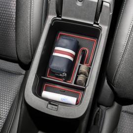 EDBETOS Center Console Organizer Tray Compatible with 2024 2025 2026 Chevy Trax Accessories LS 1RS LT 2RS ACTIV Interior Secondary Armrest Storage Box Insert Tray, Red
