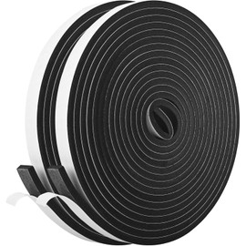 Kikerike Self Adhesive Foam Tape Weatherstrip 1/2In x 1/4In x 42Ft High Density Foam Insulation Strips Seal Weather Stripping with Strong Adhesive for Door and Window Sound Isolation Soundproofing