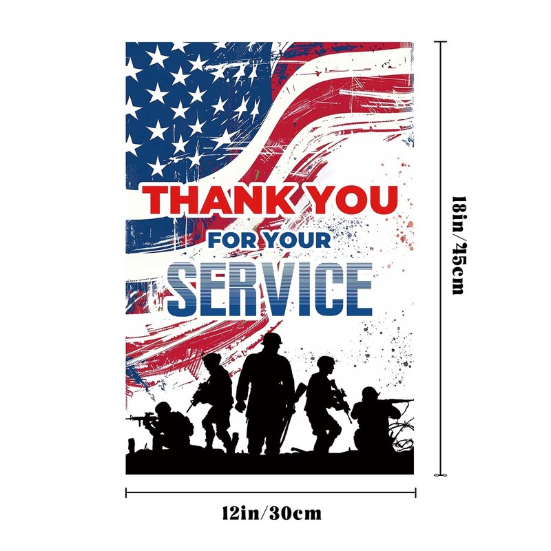Thank You for Your Service Garden Flag Patriotic Banner 12X18'