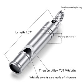 FOSIR - Collar con colgante de silbato de emergencia de titanio para hombres y mujeres