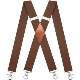 MENDENG Suspenders for Men Vintage Bronze Snap Hooks Adjustable Braces Groomsmen, A/Coffee, One Size