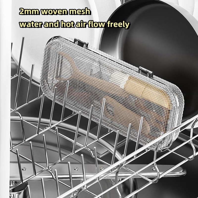 WHDQPX Dishwasher Basket, Stainless Steel Dishwasher Silverware Basket, Replacement Utensil