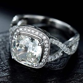 Princess Cut Cubic Zircon Simulated Diamond Wedding Engagement Proposal Ring (Silvery, 7)