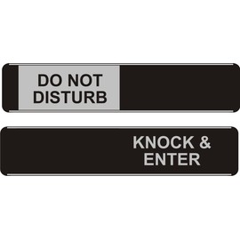 Seco Do Not Disturb/Knock & Enter Sliding Sign, 255mm x 52mm - Aluminum/PVC (Pack of 5)