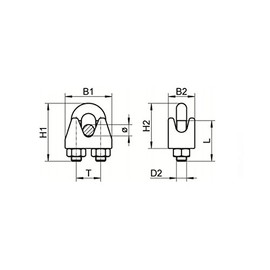 6mm Wire Rope Grip clamp - T316 (A4) Marine Grade Stainless Steel Pack Size : 2