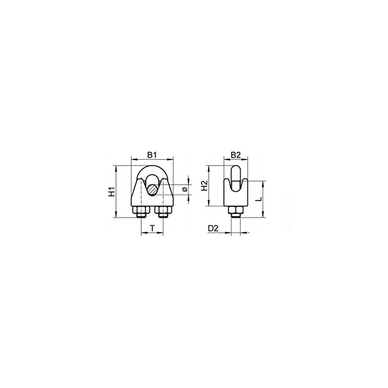 6mm Wire Rope Grip clamp - T316 (A4) Marine Grade