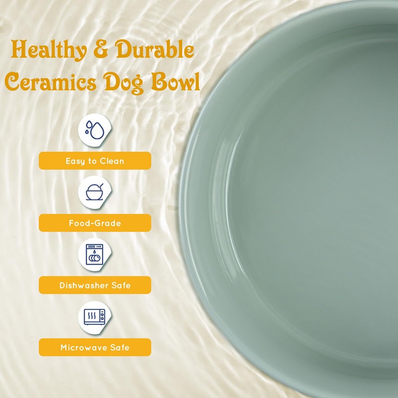 SPUNKYJUNKY Raised Dog Bowls Ceramic Dog Bowls Elevated with Non-Slip