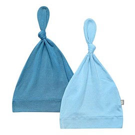 KYTE BABY Rayon Made from Bamboo Baby Beanie Hats Soft Knotted Caps - 2 Pack (Newborn, Teal/Azure)