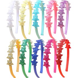 10pcs Glitter Star Headbands for Girls Colorful Sparkle Hair Hoop