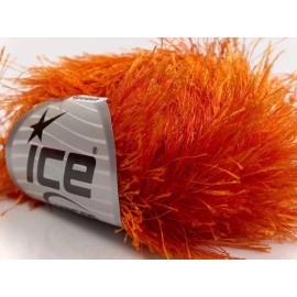 Ice 38Yds Orange Extra Long Eyelash Yarn 13269 Yarn Ice Luxurious Solid Faux Fur 50g