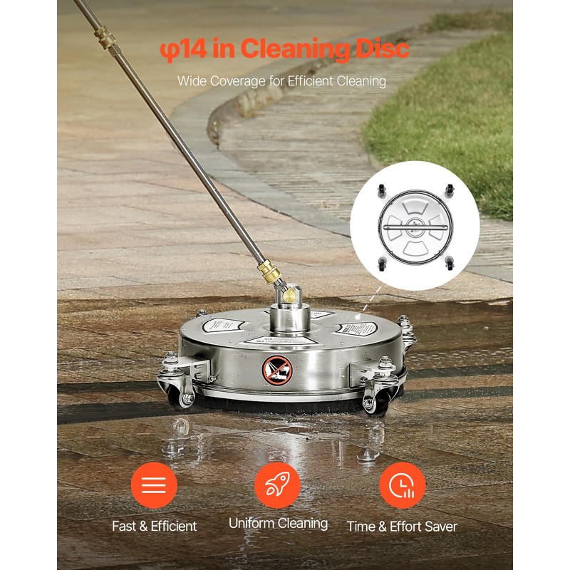 VEVOR 14" Pressure Washer Surface Cleaner, Stainless Steel Pressure Washer