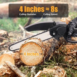 Tomorotec Portable Electric Chainsaw 8" Guide Bar, Mini Chainsaw Cordless, Handheld Chainsaw for Wood Cutting, Tree Branches Trimming, Copper Motor, Lightweight, Quick Charge, Safety Lock, 2 Batteries