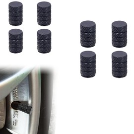 8 Pcs Tire Valve Caps, Anodized Aluminum Valve Stem Caps for Cars, Bikes, Trucks, SUVS, Motorcycles Black