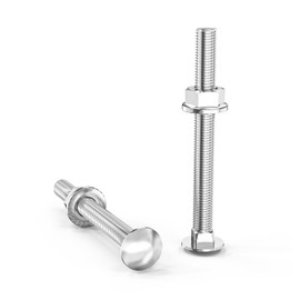 ORTAVA Carriage Bolts M8 x 80 Galvanised DIN 603 (Pack of 20) Fully Threaded with Hex Flange Nut, Made of Carbon Steel, Round-Head Screws