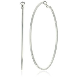 Guess Women's Square Edge Hoop Silver Hoop Earrings
