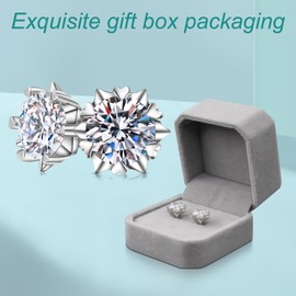 Sterling Silver Zirconia Earrings Stud Earrings Snowflake Shape, Round Cut D Color VVS1 Clarity Lab Created Diamond Earrings Studs White Gold Plated 925 Sterling Silver Jewelry for Women Men