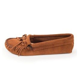 Minnetonka Women's Kilty Suede Soft Leather Sole Moccasin,Brown,7.5 M US